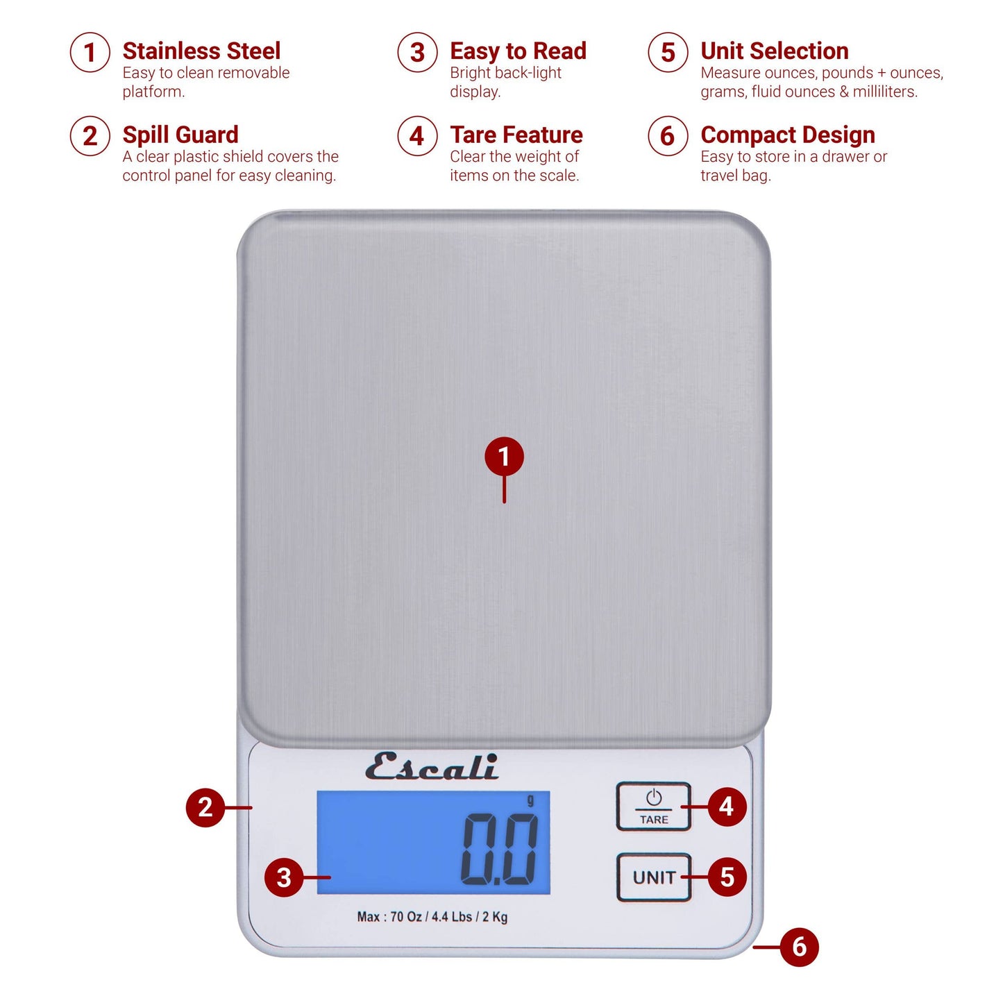 Escali Vera Compact Precision Digital Scale