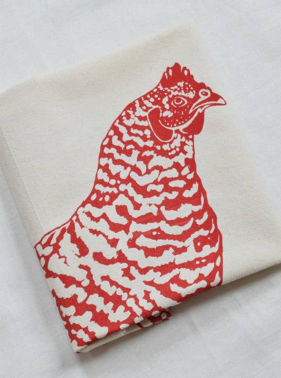 Hearth & Harrow, Organic Cotton Chicken Tea Towel in Red