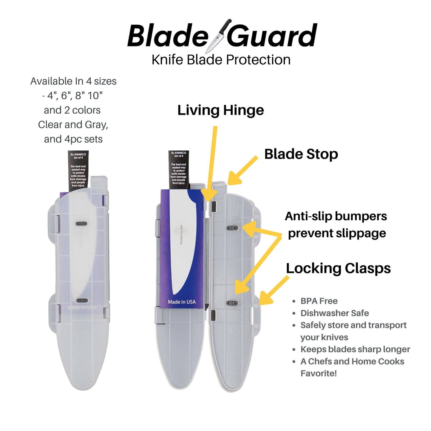 4" Blade Guard Knife Blade Cover - Non-Slip, Dishwasher Safe Sheath