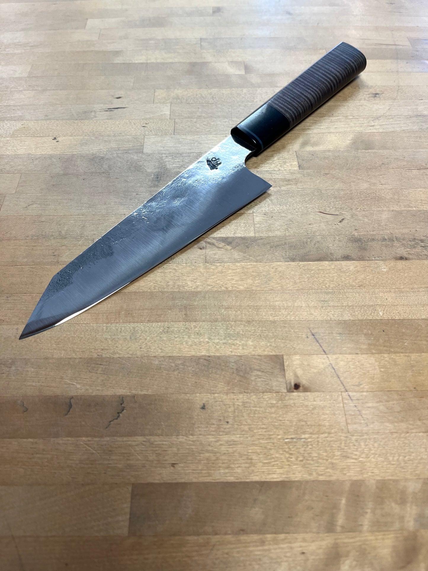 Showalter Smithing, Cascade Collection K Tip Chef with Curly Maple Handle