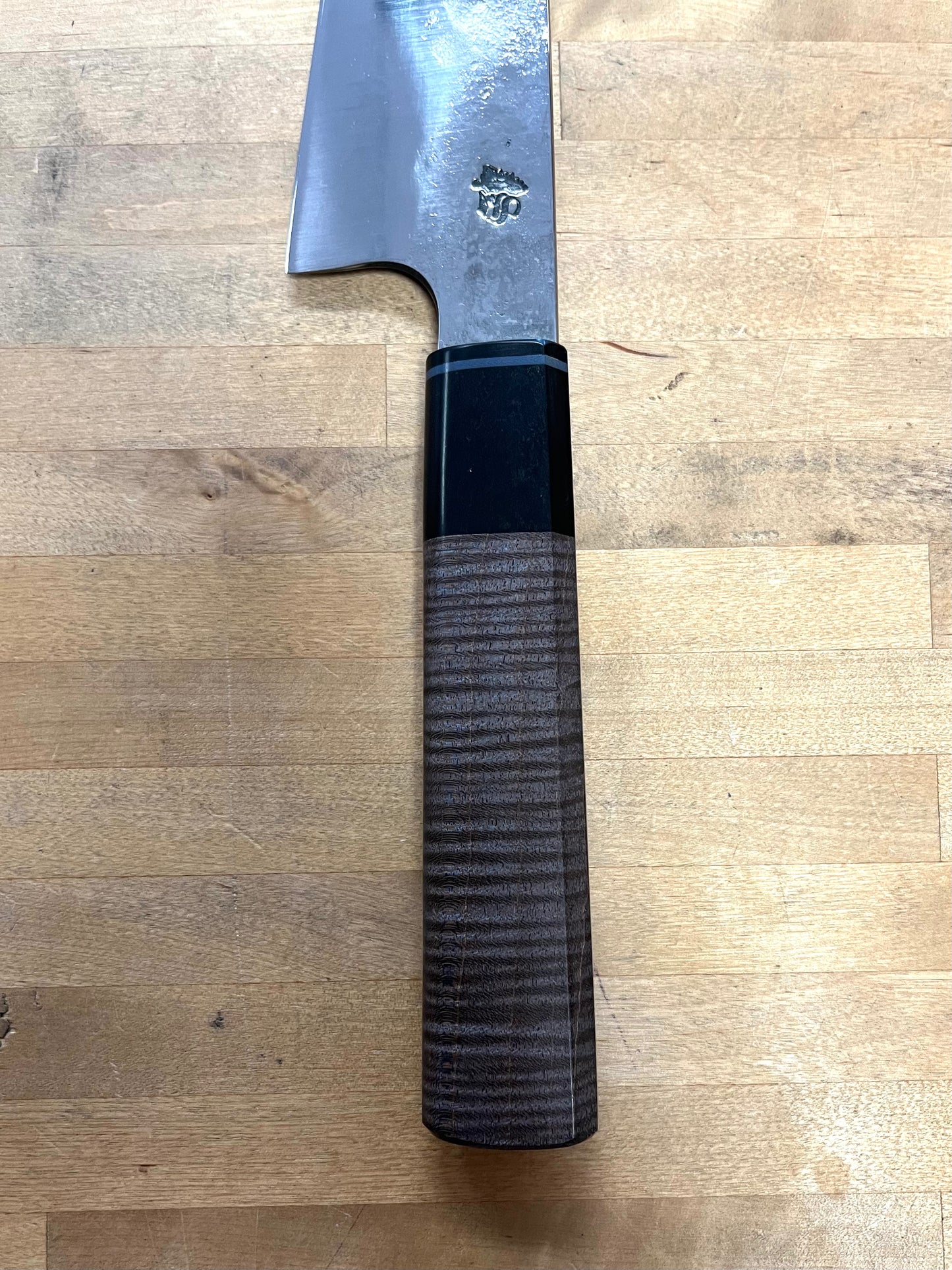 Showalter Smithing, Cascade Collection K Tip Chef with Curly Maple Handle