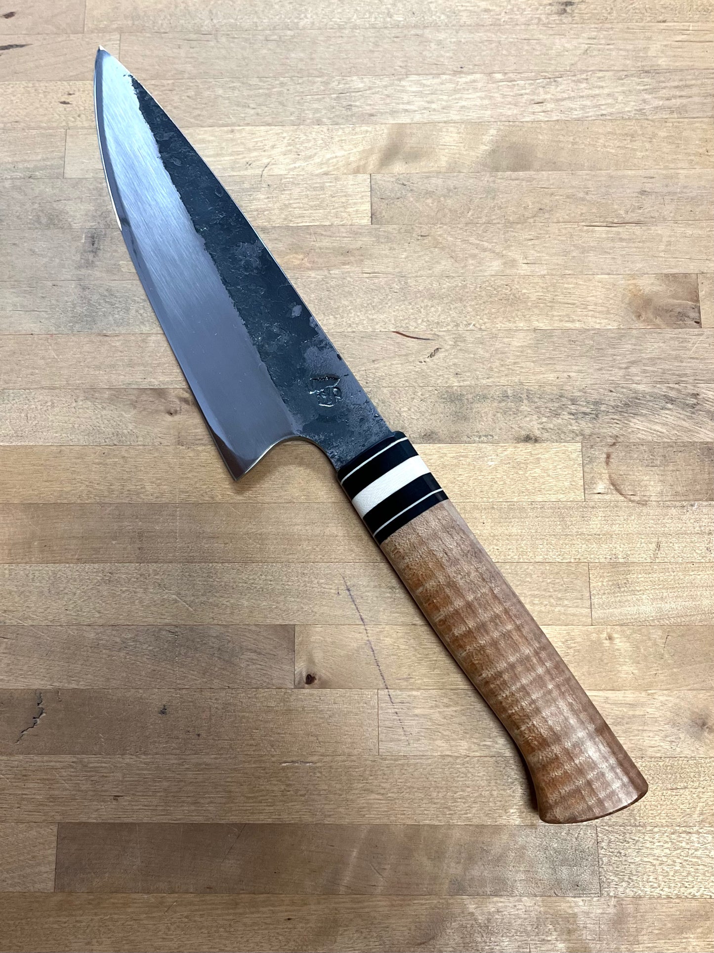Showalter Smithing, Cascade Collection 7" Chef with Curly Maple Handle