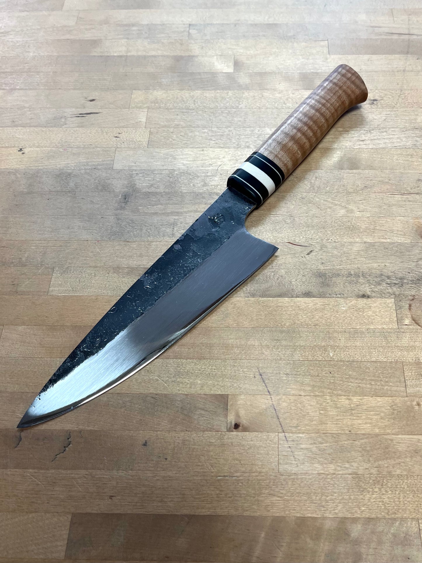 Showalter Smithing, Cascade Collection 7" Chef with Curly Maple Handle