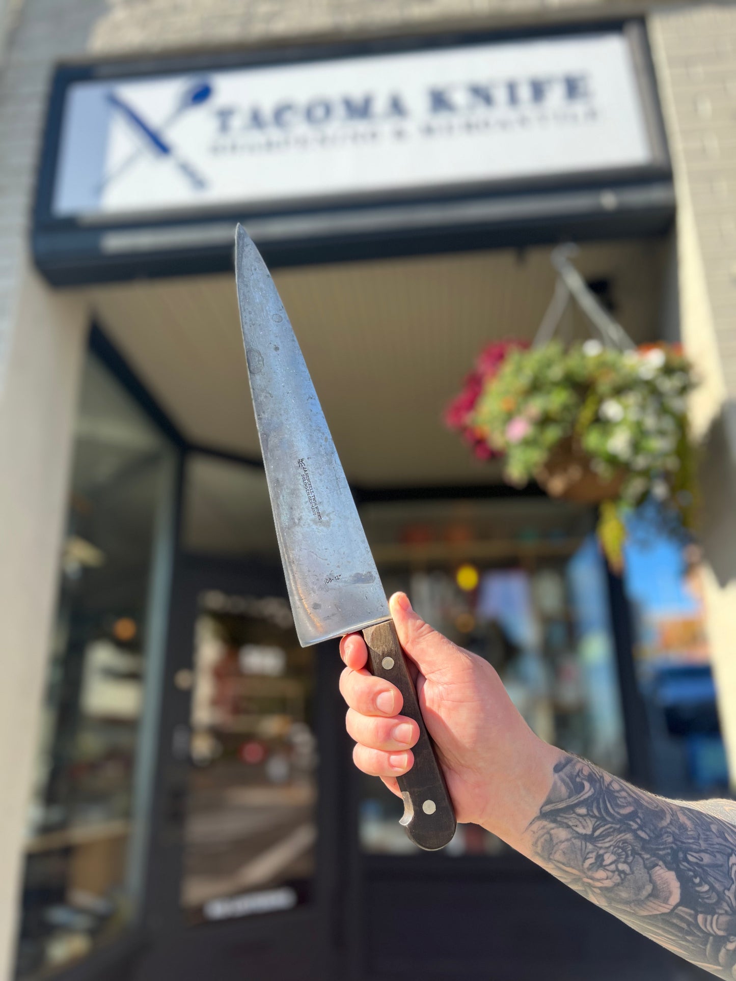 Refurbished - Vintage 12" Henckel, Carbon Steel Chef Knife