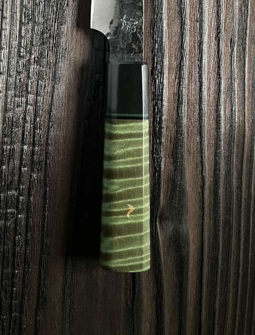 Showalter Smithing, Cascade Collection Petty with Green Curly Maple Handle