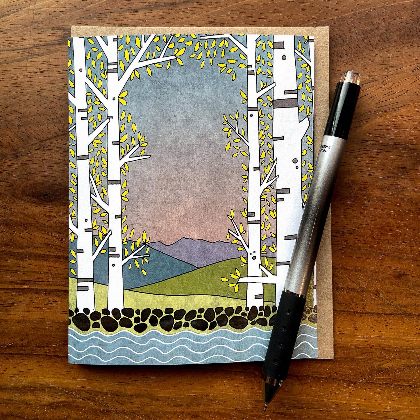 Red Umbrella, Aspen Lake Greeting Card