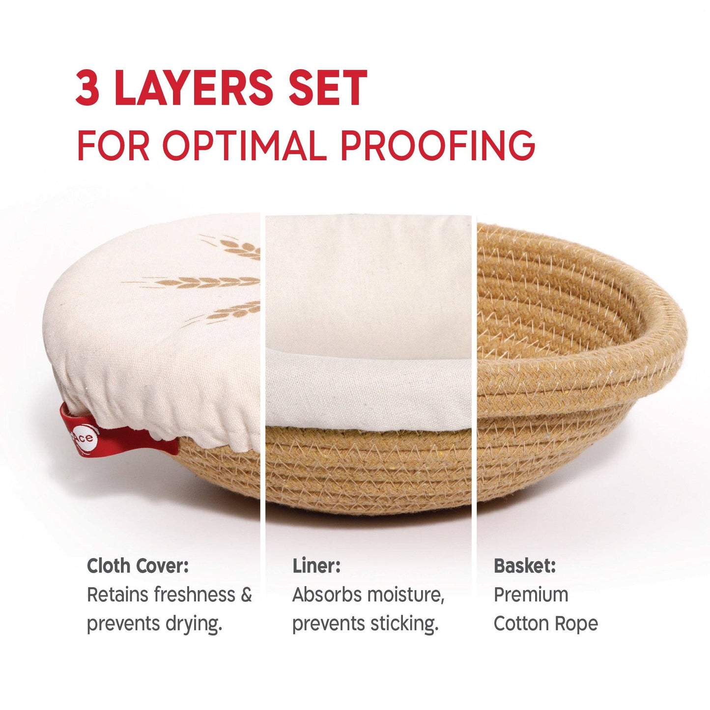 KneadAce - Oval & Round Cotton Rope Proofing Baskets