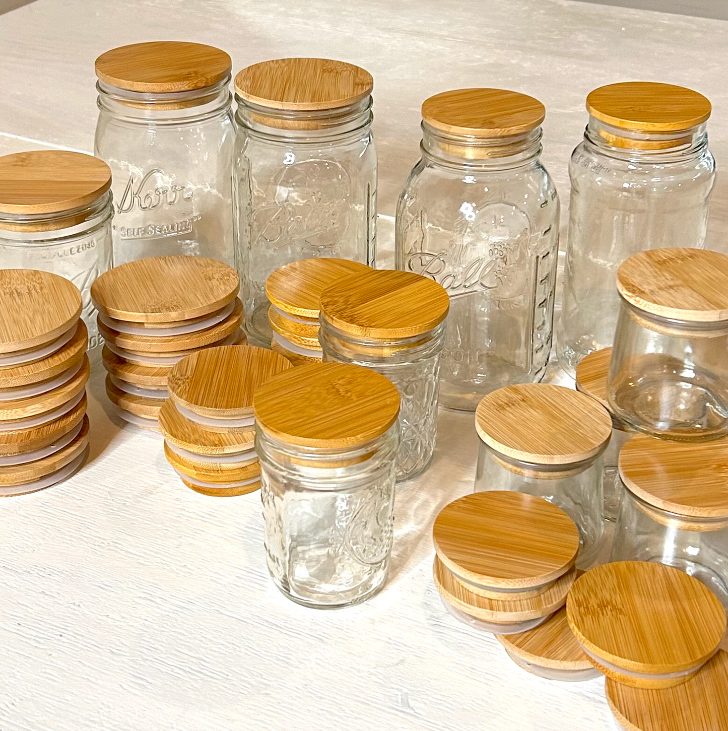 Bamboo Mason Jar Lids, 2 sizes (jars not included)