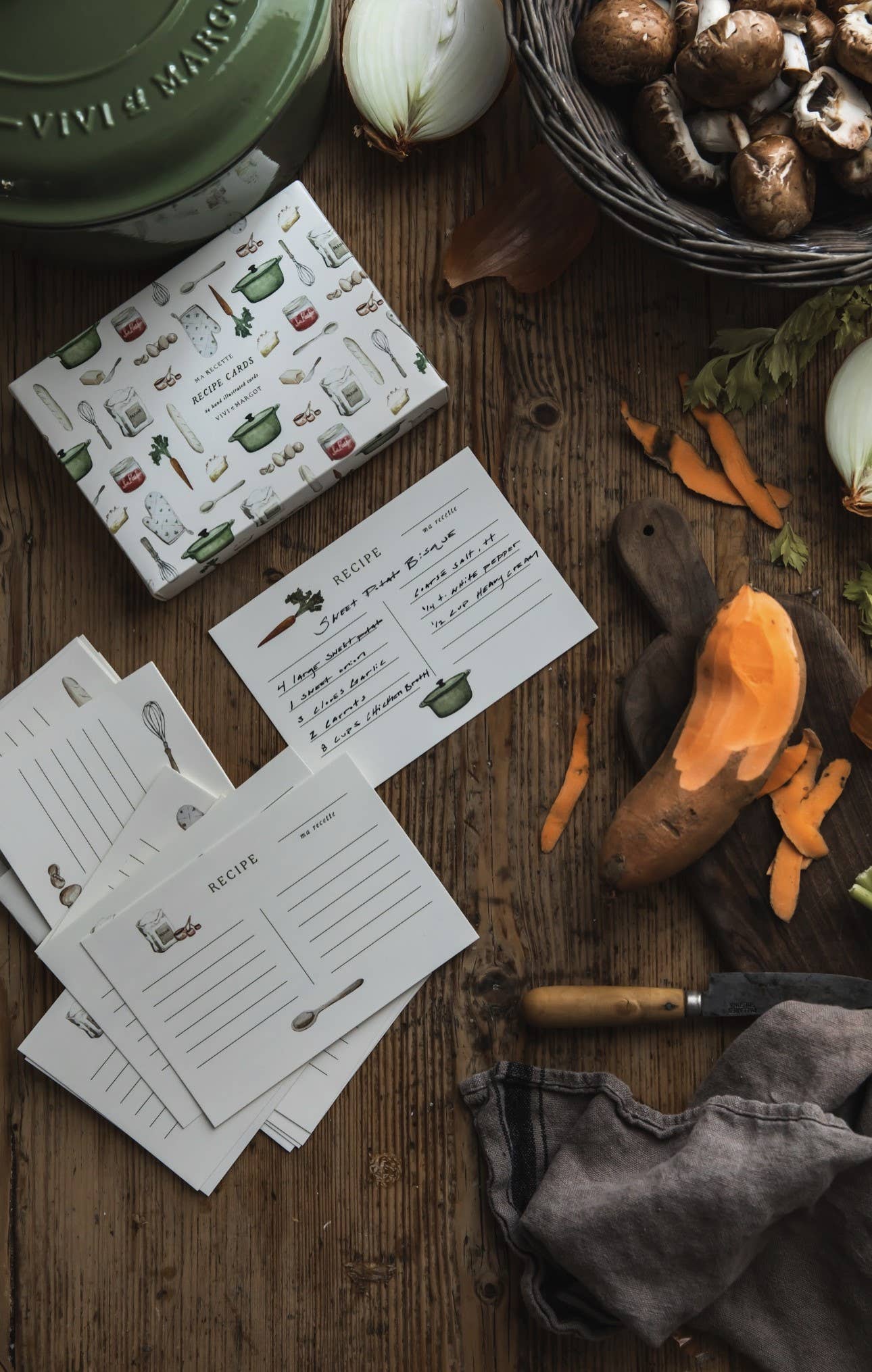 Vivi et Margot, Hand Illustrated Recipe Card Box Set 24