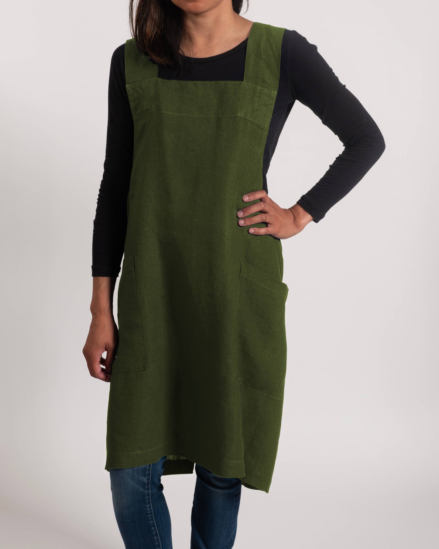 KAF Home, Stone Washed Linen Cross Back Smock Apron