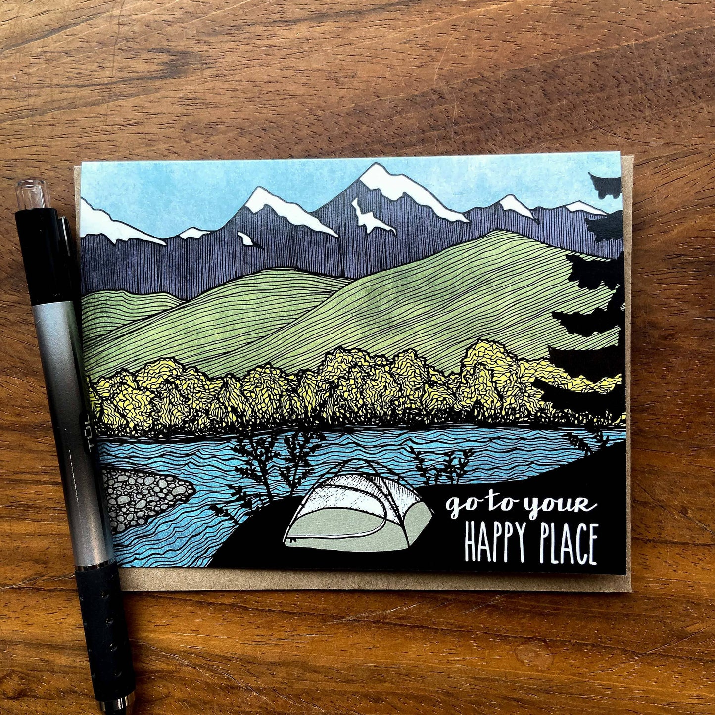 Red Umbrella, , Happy Camper Greeting Card