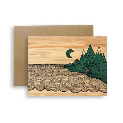 Red Umbrella, Mtns Meet the Sea Greeting Card