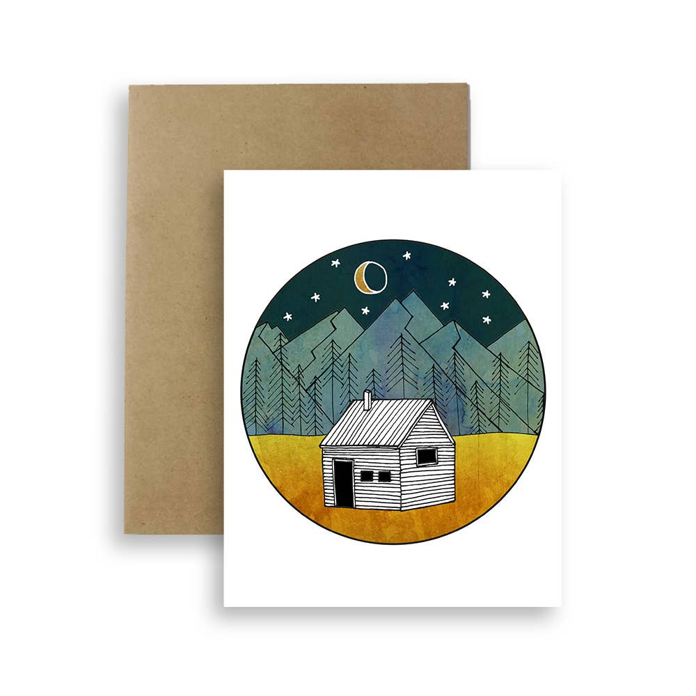 Red Umbrella, Little Cabin Greeting Card