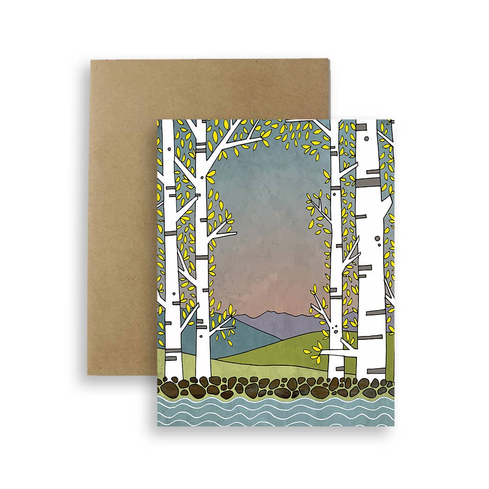 Red Umbrella, Aspen Lake Greeting Card