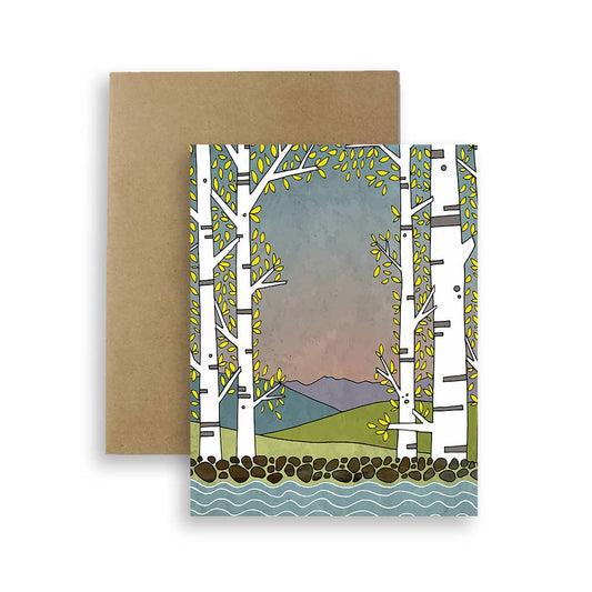 Red Umbrella, Aspen Lake Greeting Card