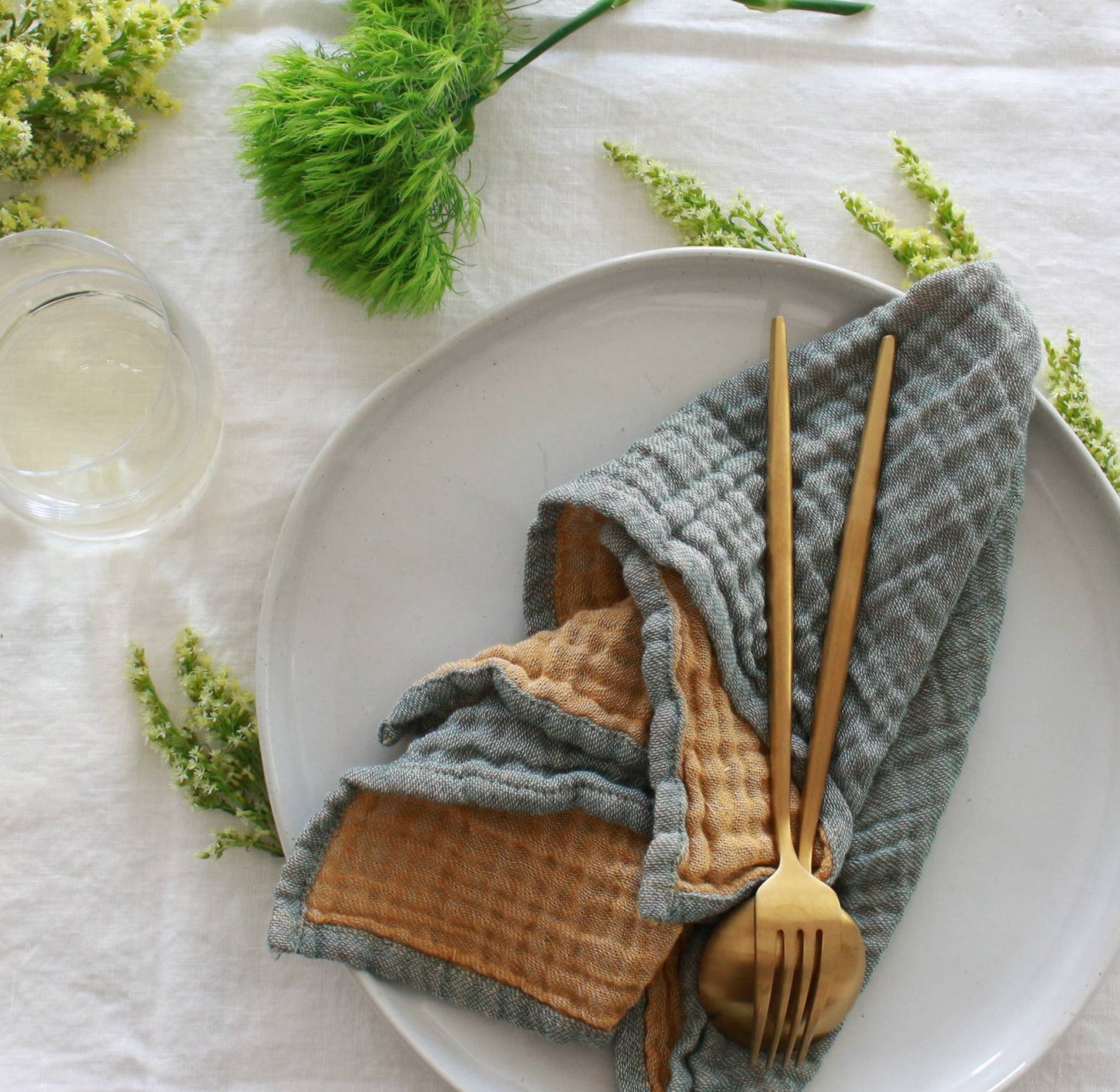 Forest Mustard Napkin, Set of 4 / Cotton Two Layers Muslin