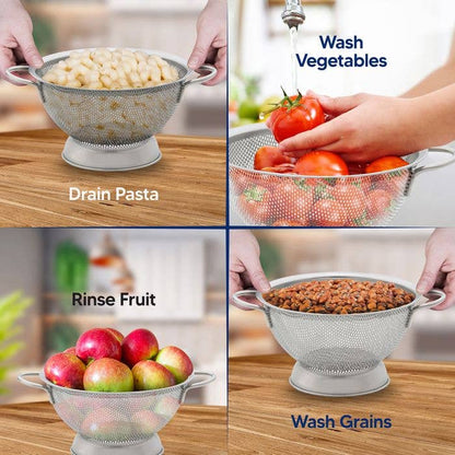 HIC Kitchen Perforated Colander With Handles, 10in