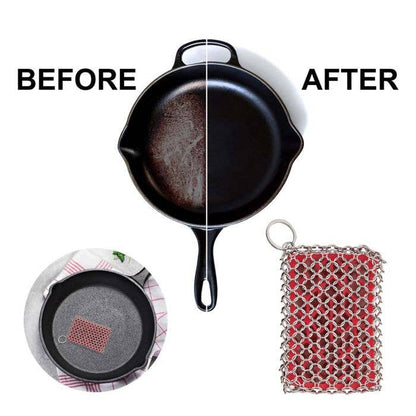 Chainmail Cast Iron Scrubber with Silicone Core
