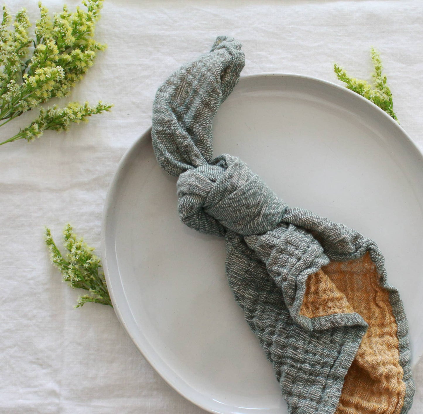Forest Mustard Napkin, Set of 4 / Cotton Two Layers Muslin