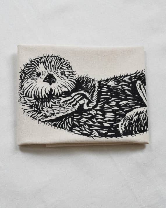 Otter Tea Towel in Black