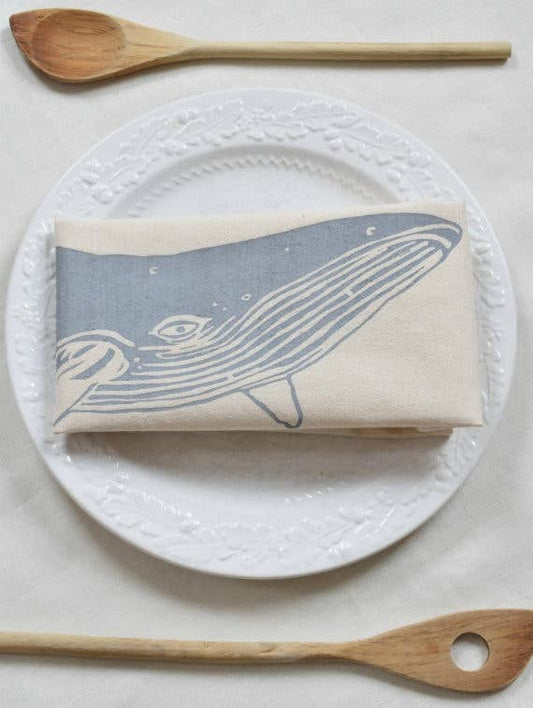 Hearth & Harrow, Organic Cotton Whale Tea Towel in Grey