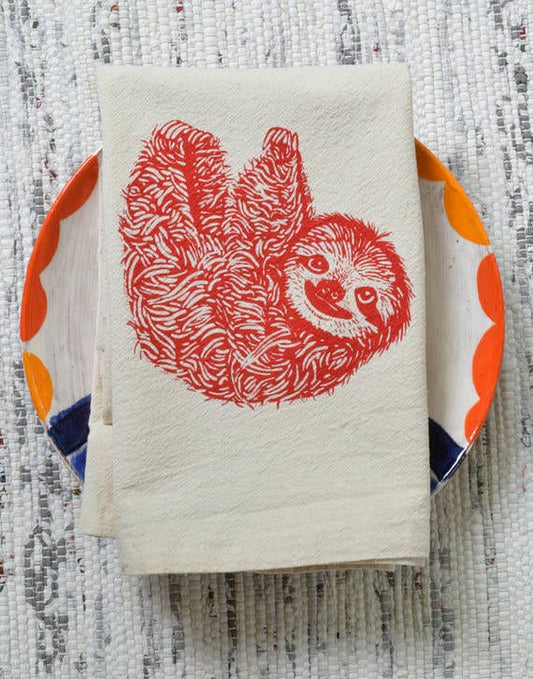 Set of 4 Sloth Napkins in Red