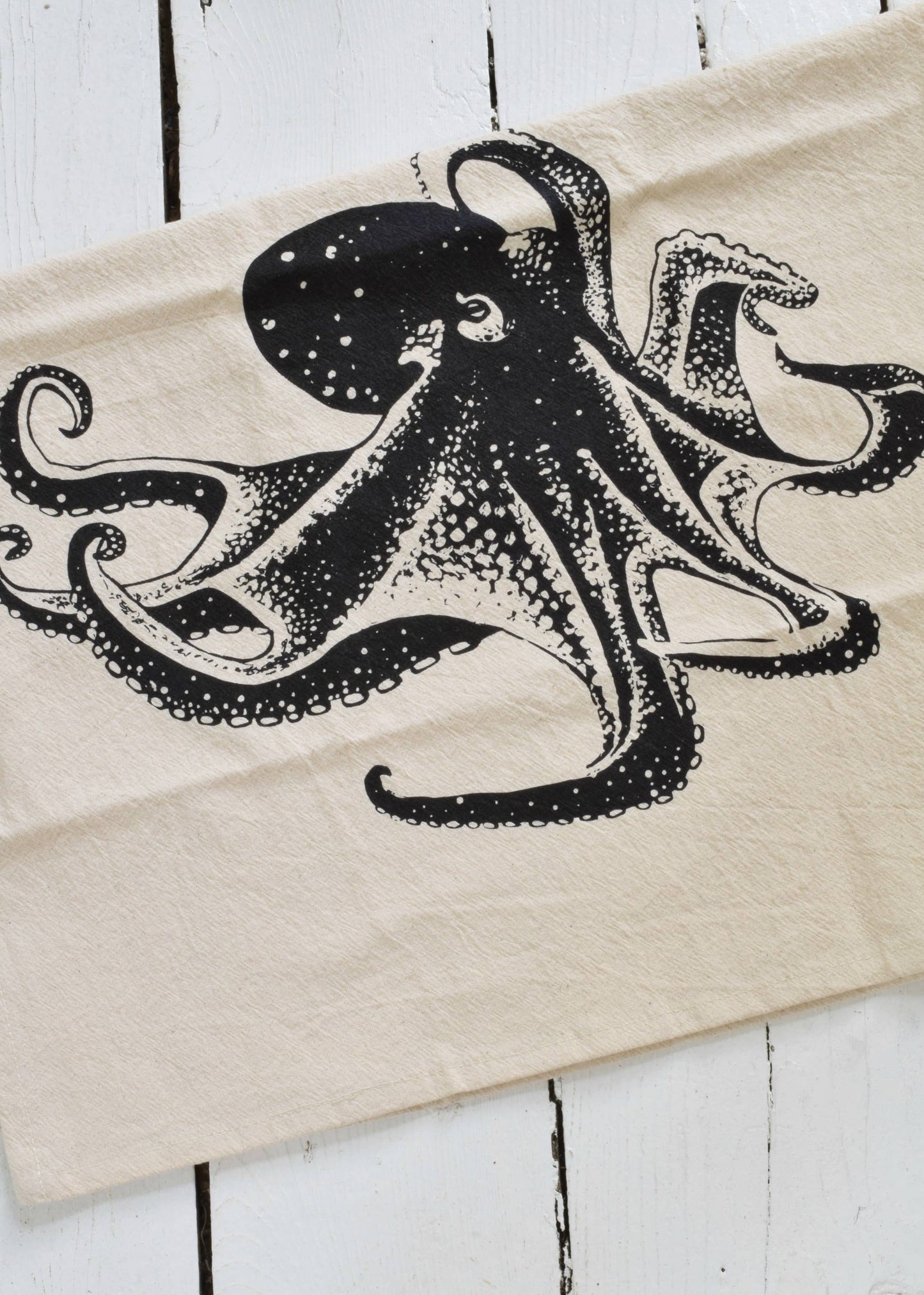 Octopus Tea Towel in Black