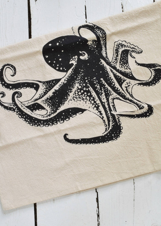 Octopus Tea Towel in Black