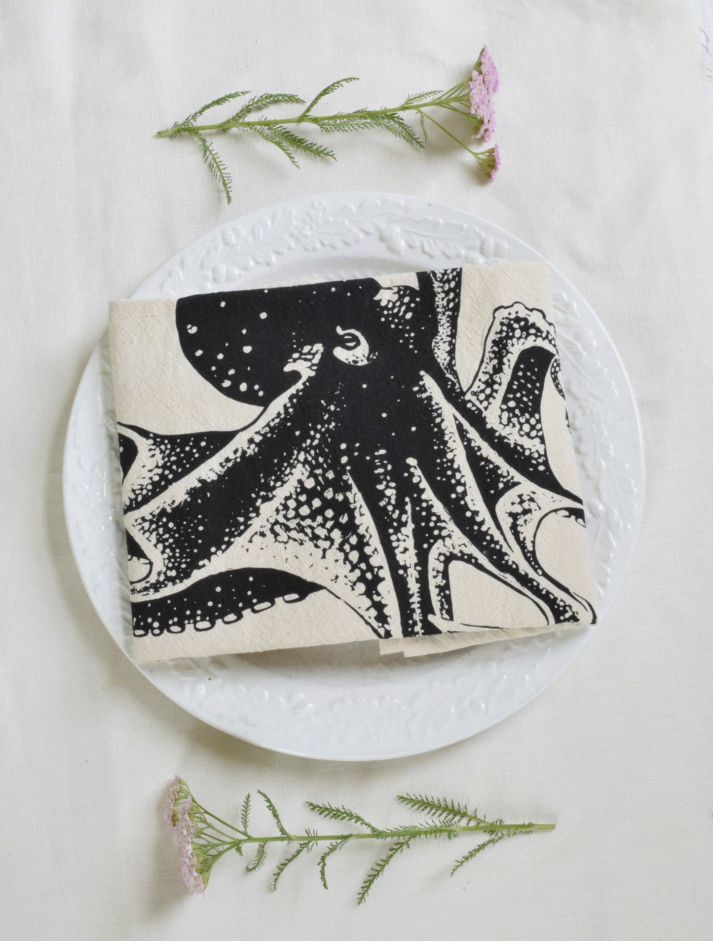 Octopus Tea Towel in Black