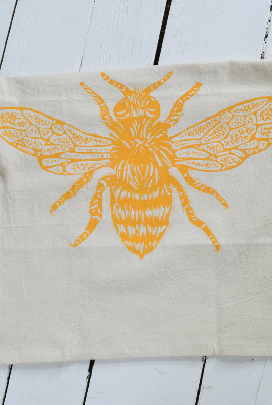 Honeybee Tea Towel in Yellow