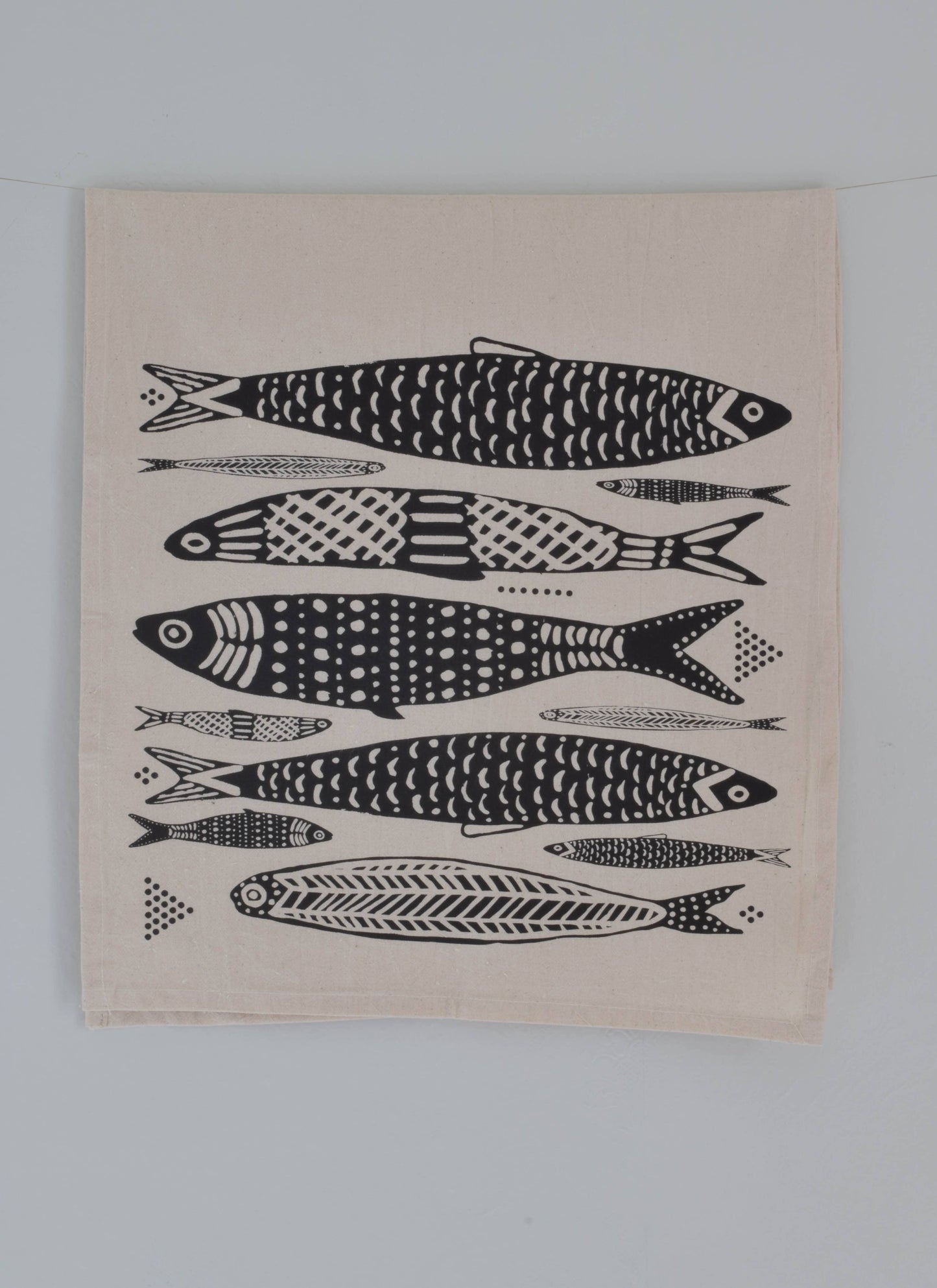 Sardines Tea Towel in Black