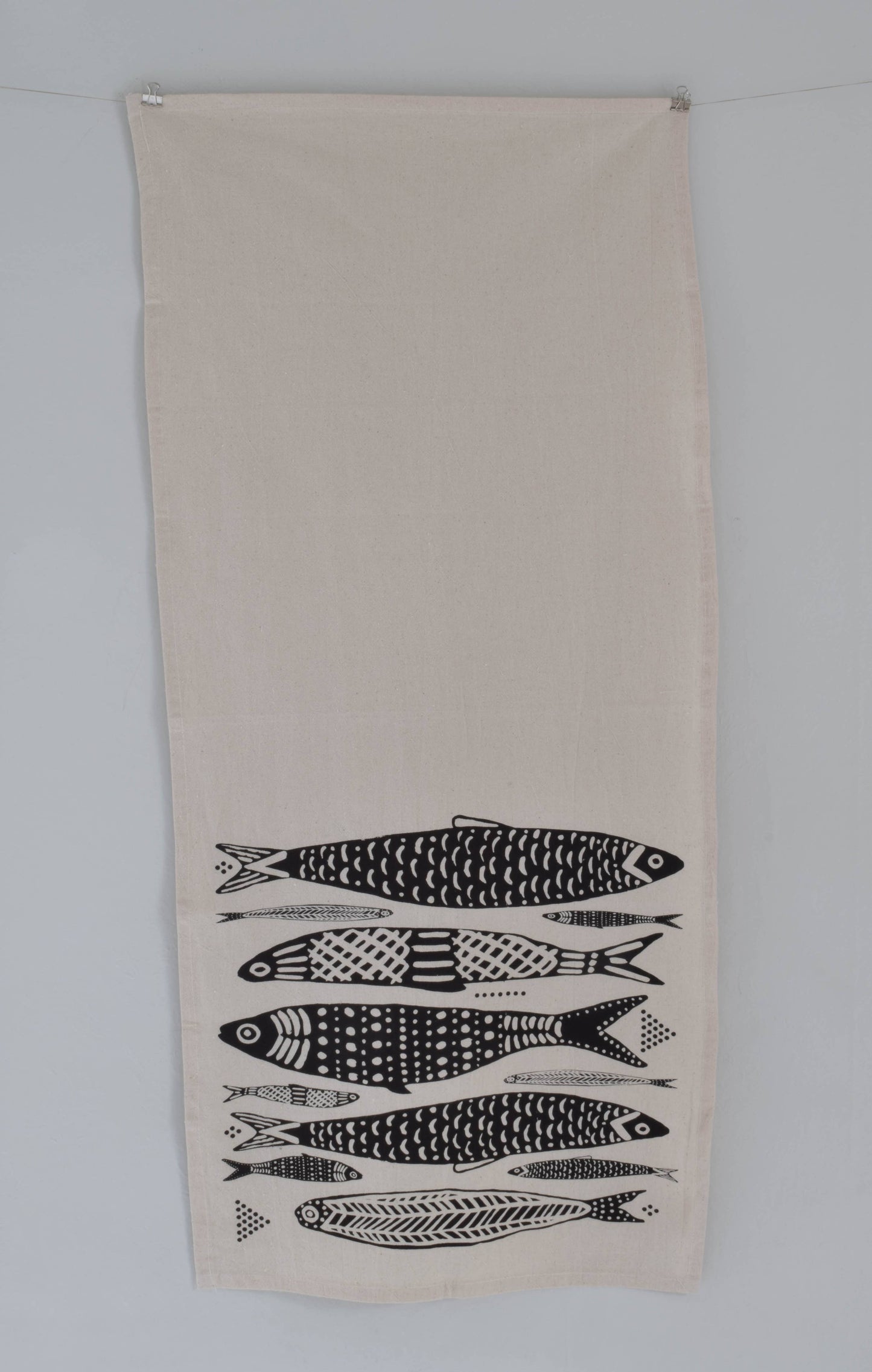 Sardines Tea Towel in Black