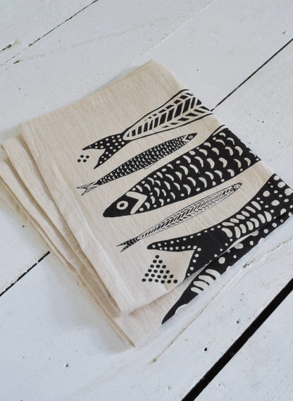 Hearth & Harrow, Organic Cotton Sardines Tea Towel (various colors)