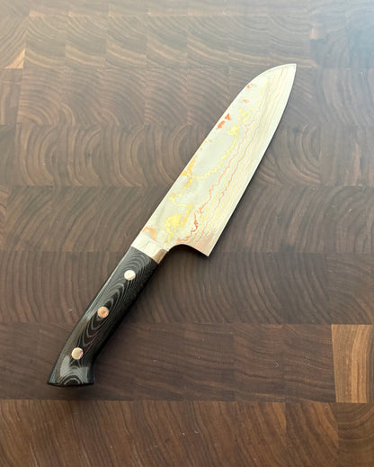 Takeshi Saji - Aogami #2 Rainbow Damascus, Santoku 180(HD-1304)