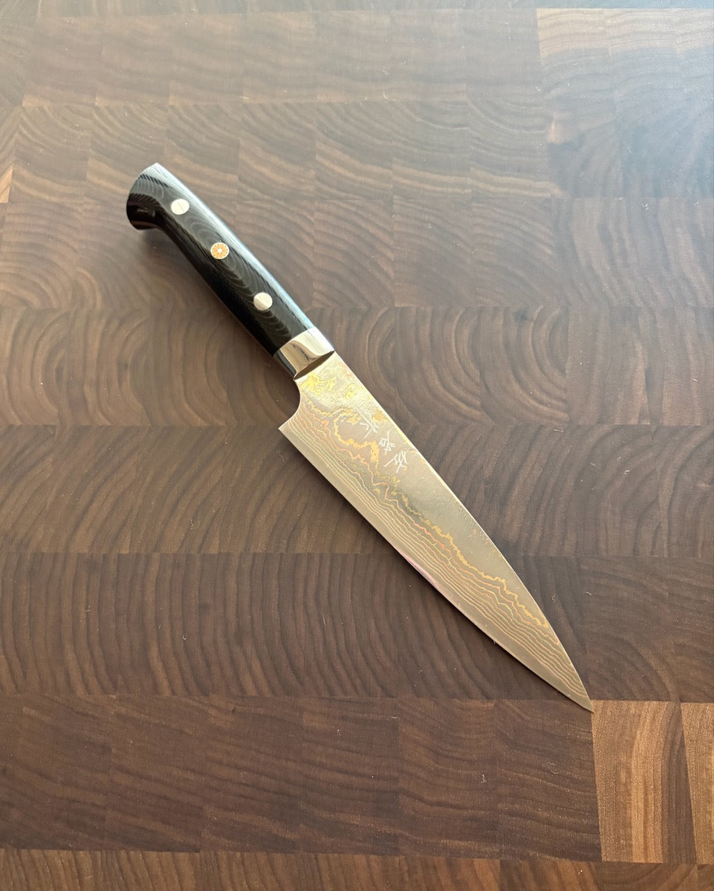 Takeshi Saji - Aogami #2 Rainbow Damascus, Petty 150(HD-1303)