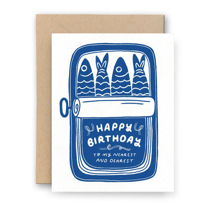 Finch and Flourish, "Happy Birthday" Sardines Letterpress Card