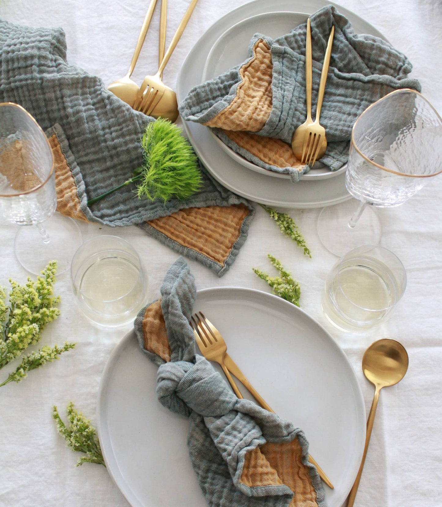 Forest Mustard Napkin, Set of 4 / Cotton Two Layers Muslin