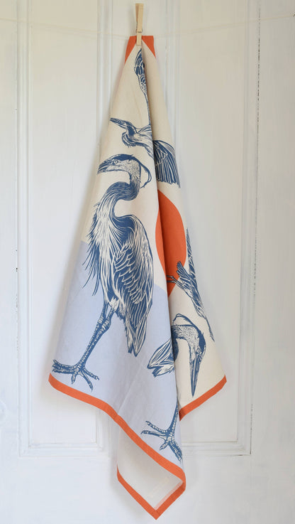 Hearth & Harrow, Blue Heron Tea Towel - Organic Cotton 30" x 30"