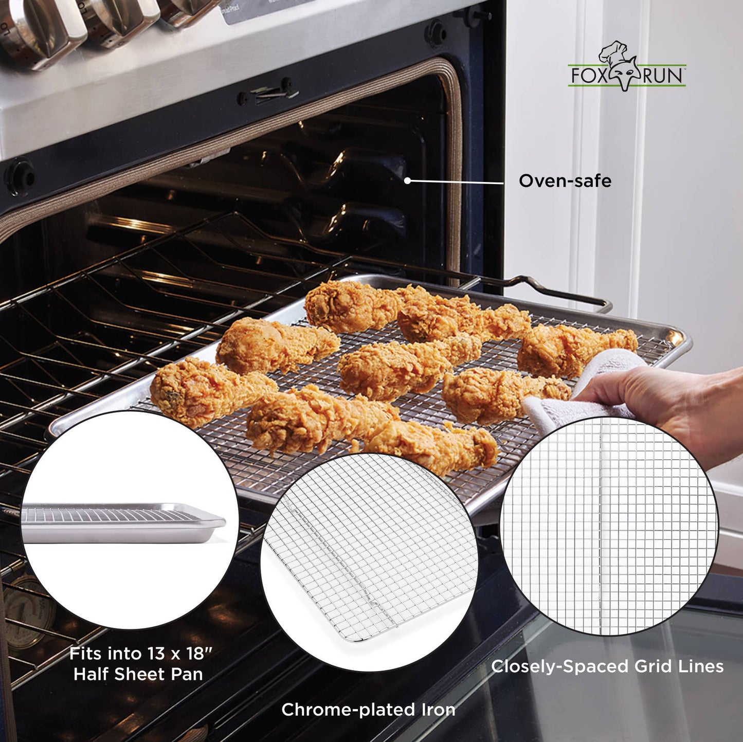 Fox Run Cooling Rack, Tight Grid, 12" x 17"