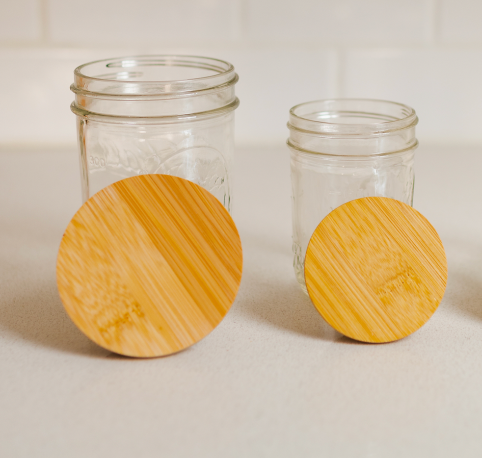 Bamboo Mason Jar Lids, 2 sizes (jars not included)