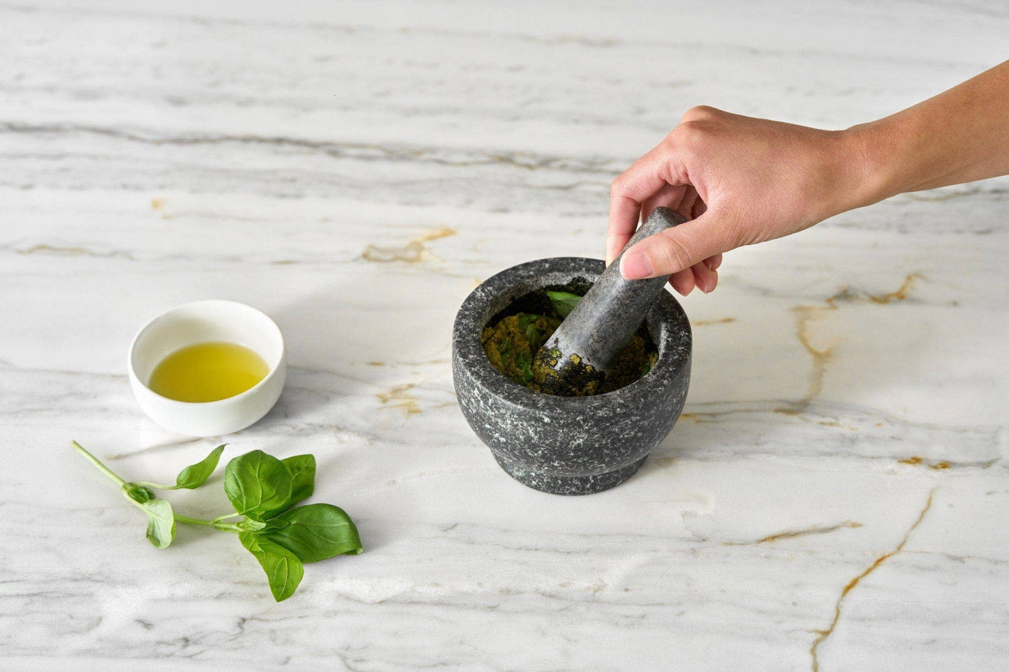 SMALL Cole & Mason Silver Granite Mortar & Pestle