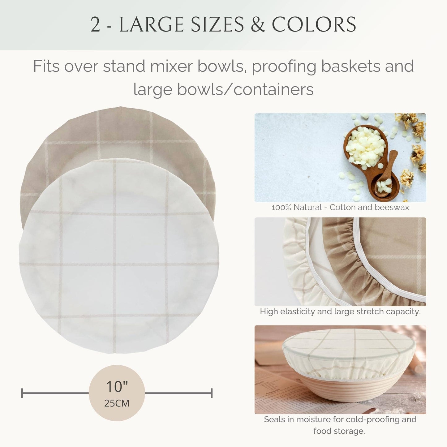 Nectar & Nest, Reusable Beeswax Bowl Covers for Bread Proofing