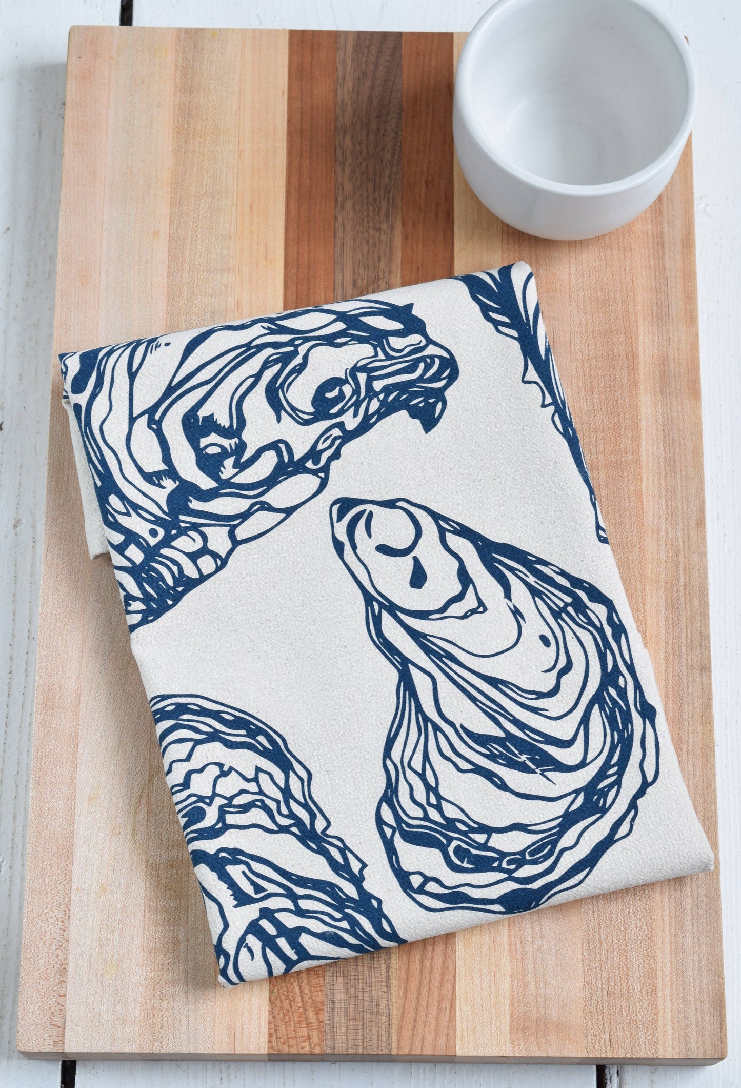 Oyster Tea Towel in Navy Blue