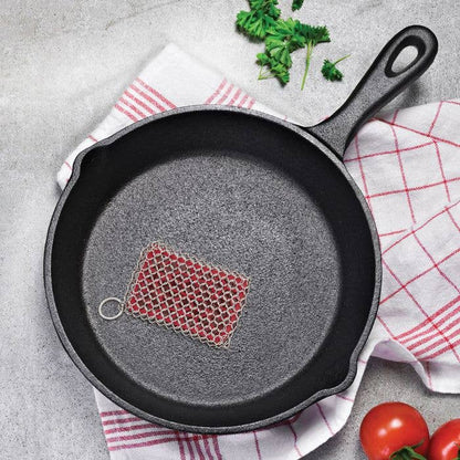Chainmail Cast Iron Scrubber with Silicone Core