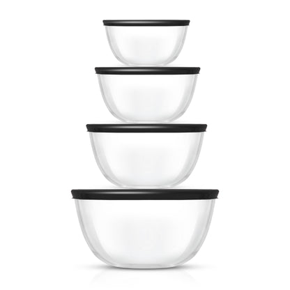 Joy Jolt - 4 Glass Mixing Bowls With Lids, Nesting Bowls