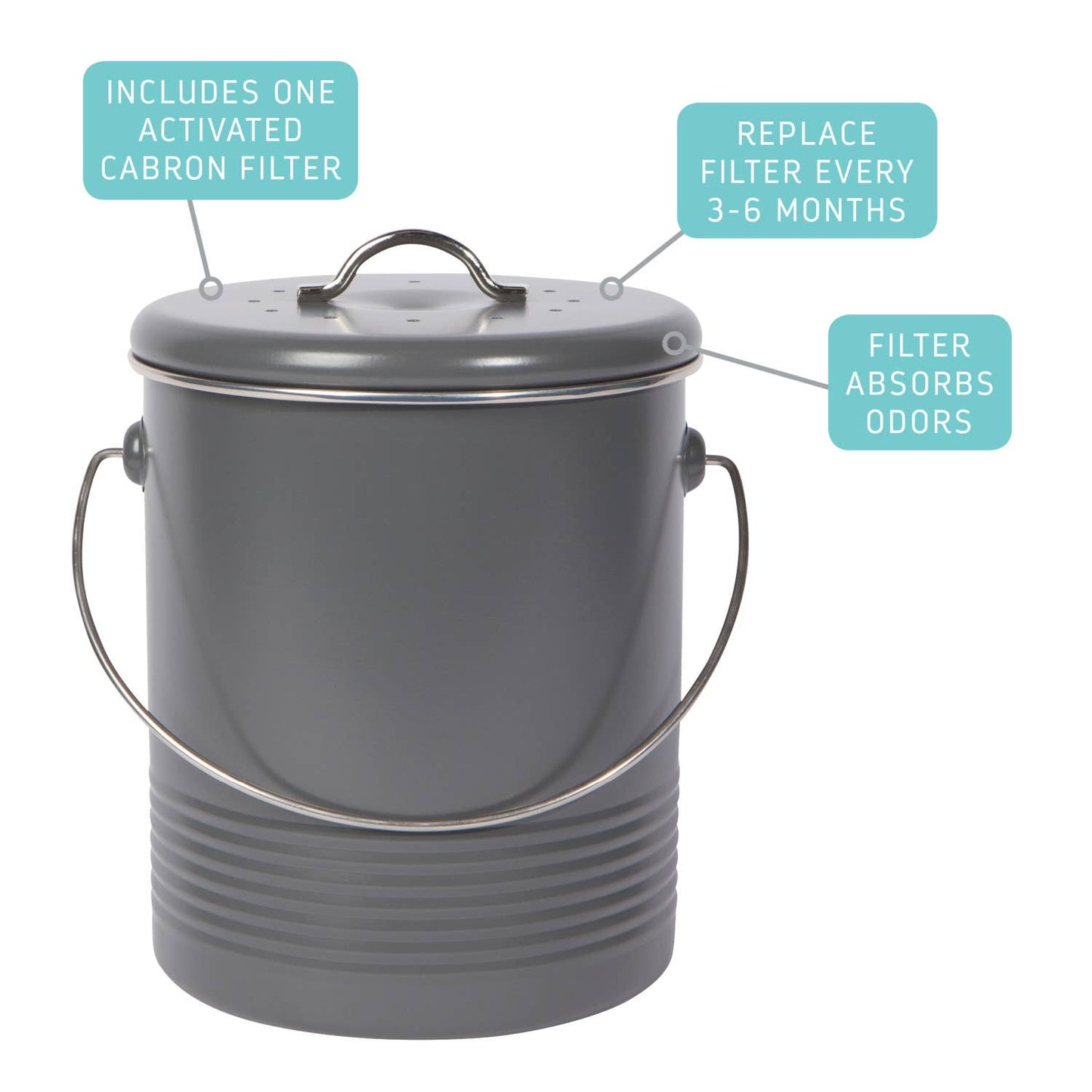 Steel Compost Bin Charcoal 1.25 Gallon