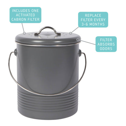 Steel Compost Bin Charcoal 1.25 Gallon