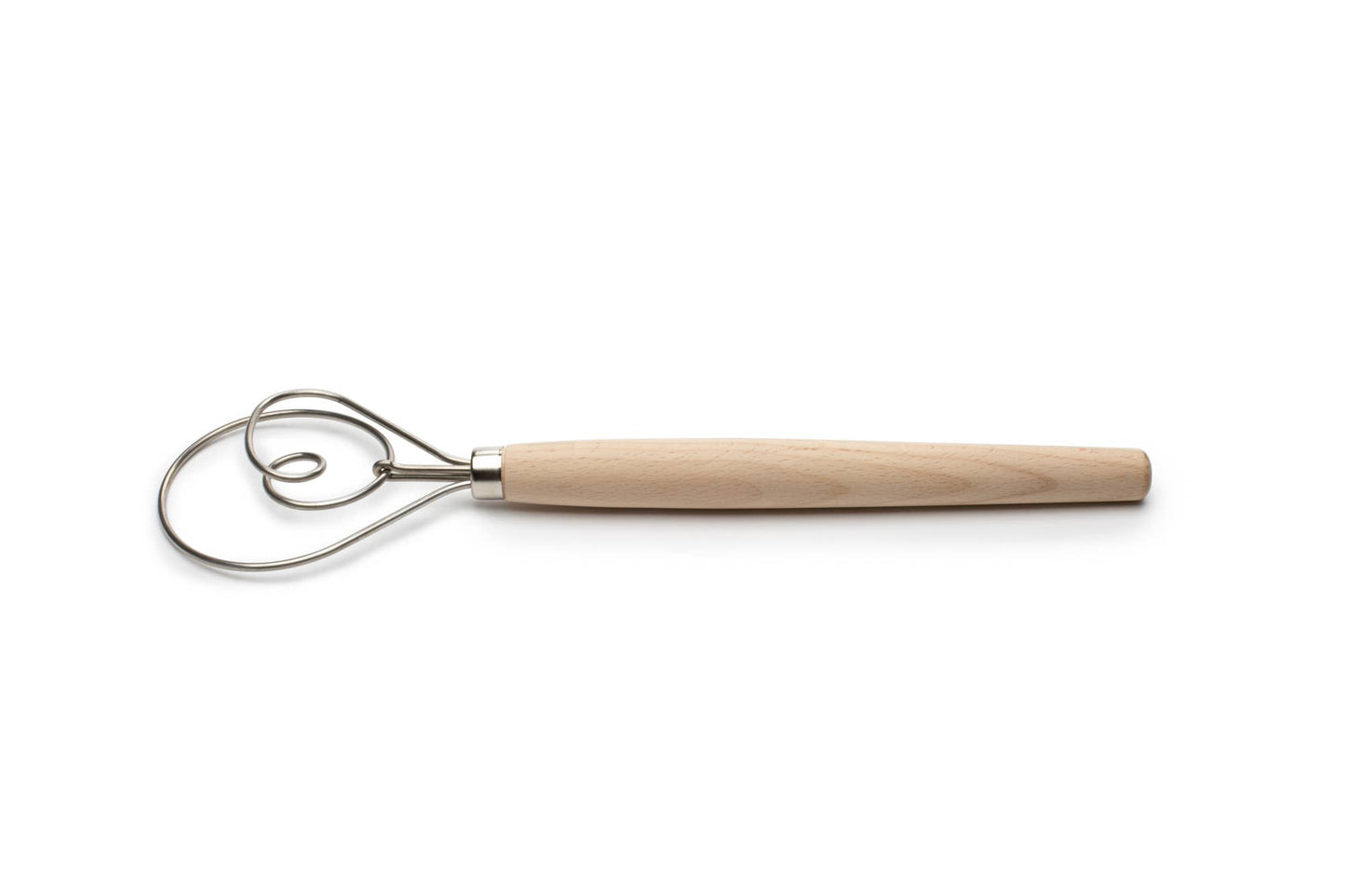 Danish Dough Whisk, Stainless Steel and Wood, 12"