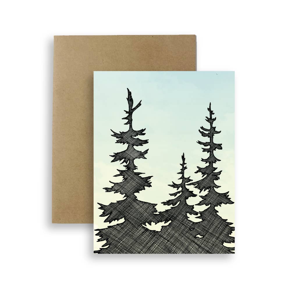 Red Umbrella, NW Trees Greeting Card