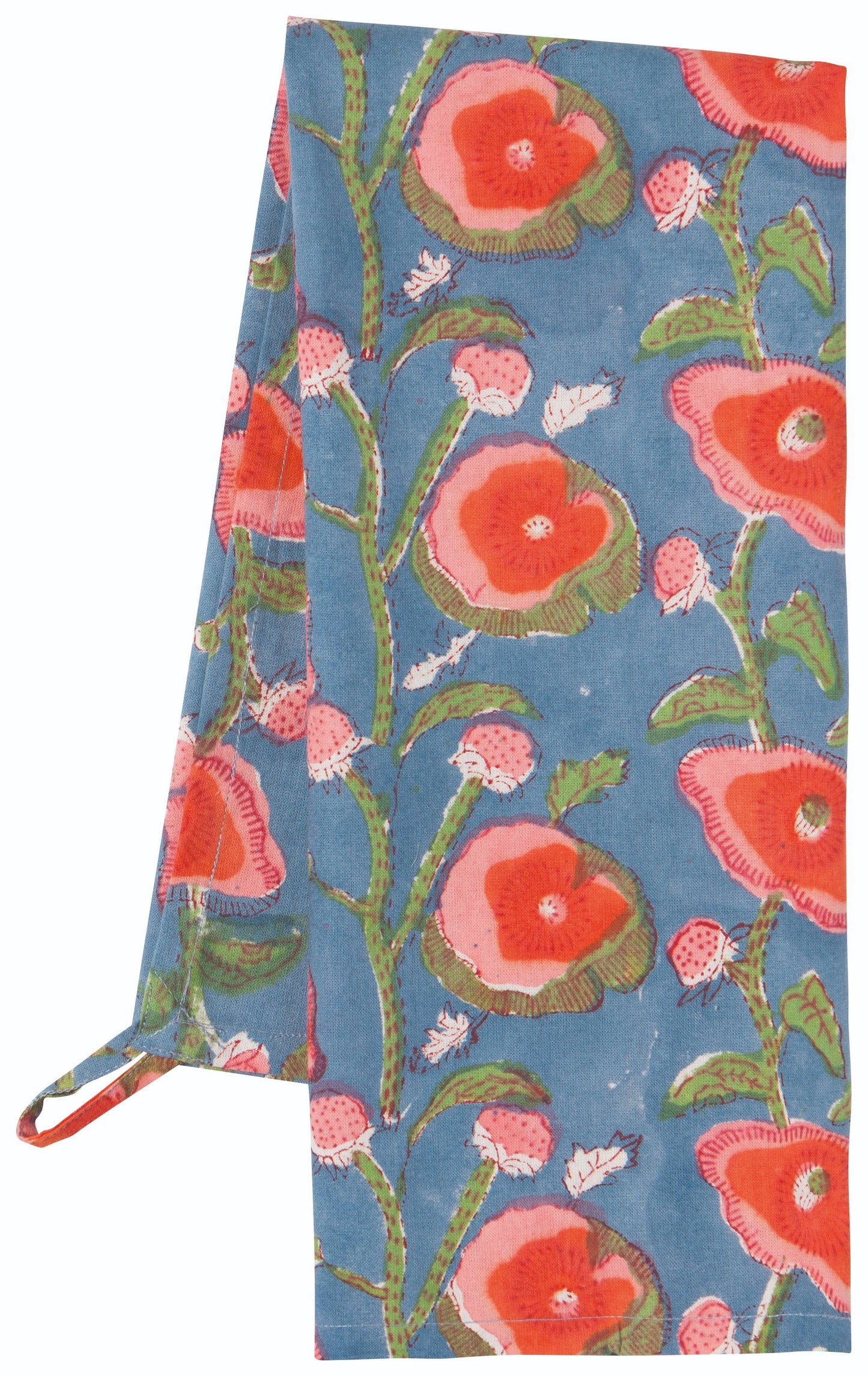 Poppy Block Print Dishtowel